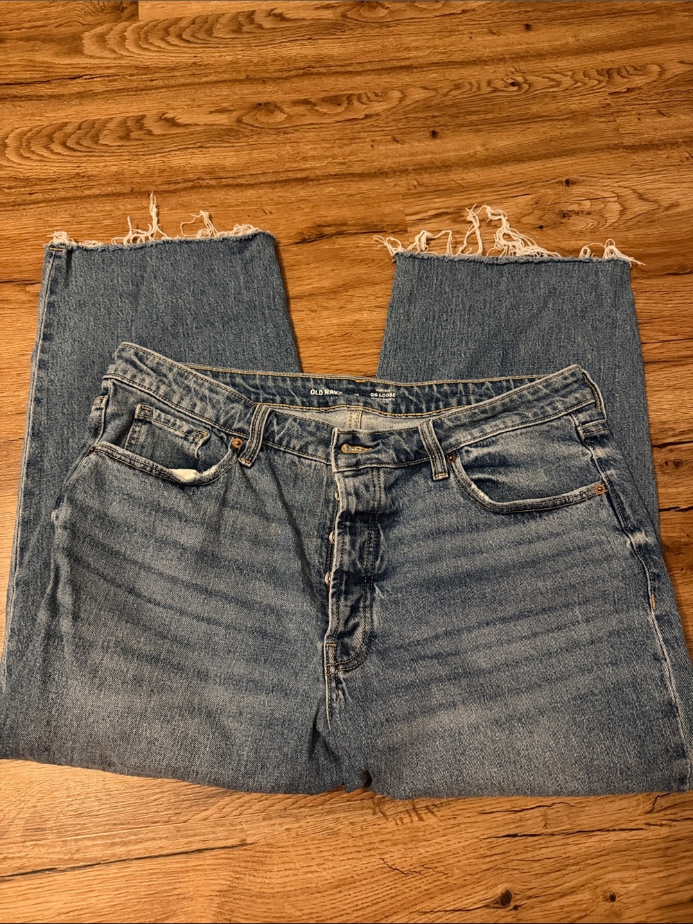 NWOT Old Navy OG Loose Straight Jeans with Raw Hem